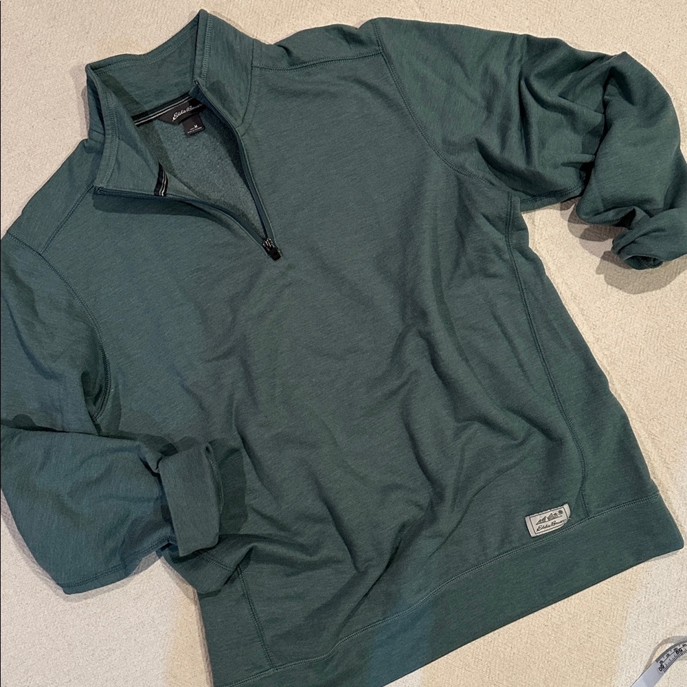 Eddie Bauer Green Quarter-Zip Sweatshirt M